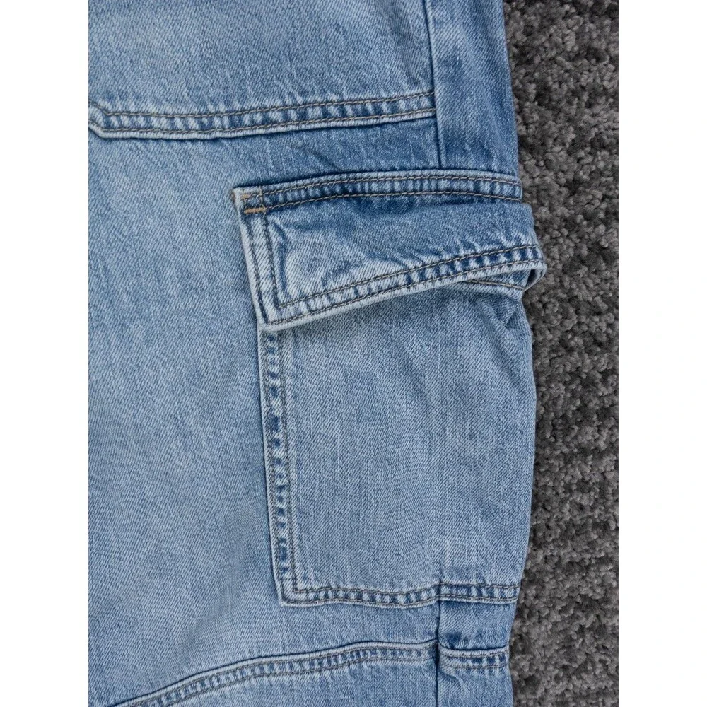 American Eagle Cargo Joggers Womens 4 Blue Stretch Distressed Denim Outdoor